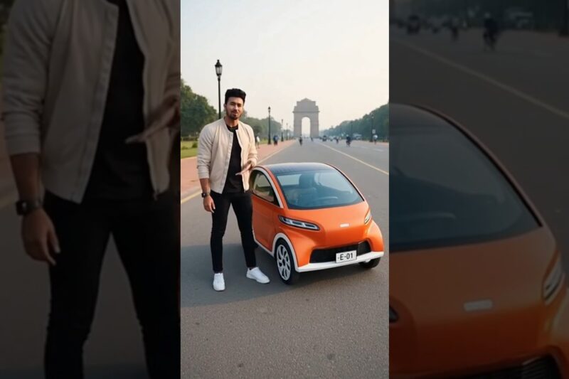 Delhi Roads SHOCKED 😱 One-Seat Solar Mini Car Spotted | Future EV India ☀️🚗 #Delhi #SolarCar #MiniEV
